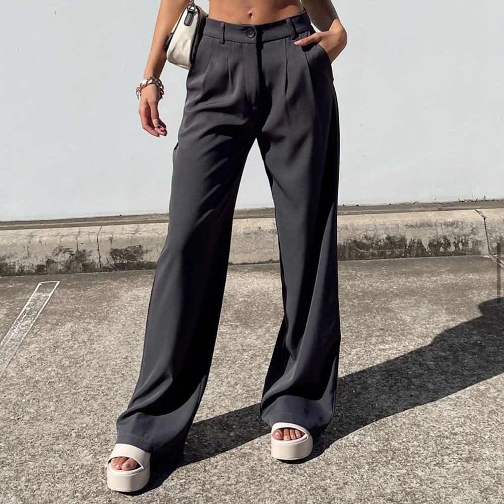 Deep grey pleated trousers